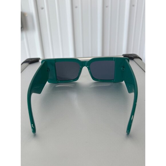 Kreedom Square Sunglasses UV Protection Retro Design Green Fashion Eyewear Chic - Picture 3 of 6